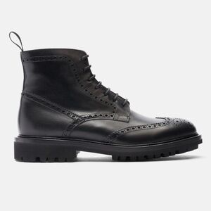 Leather Handmade Perforated Lace Up Wingtip Brogue Boots🖤
